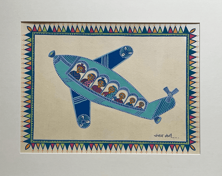 The Take Off: Airplane In Pithora art by Chanchal Soni Thumbnail