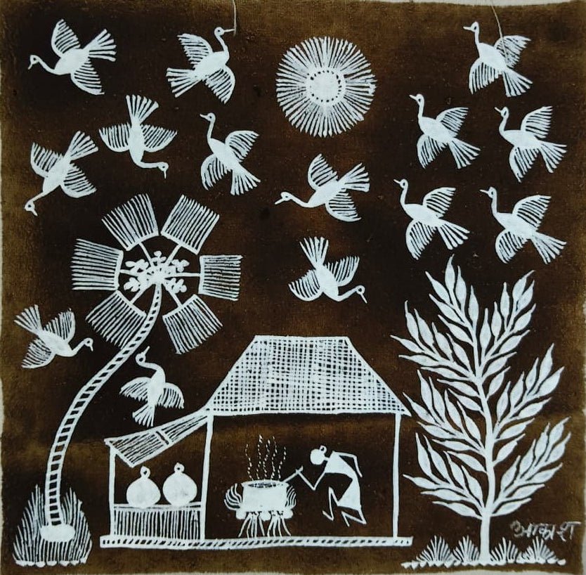 The Traditional Kitchen in Warli by Dilip Bahotha Thumbnail