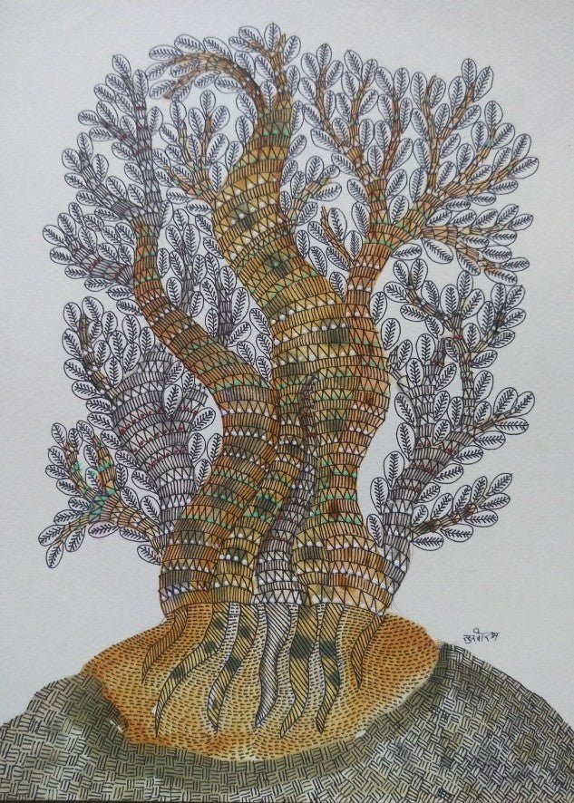The Tree of Pakad in Gond by Sukhiram Maravi Thumbnail