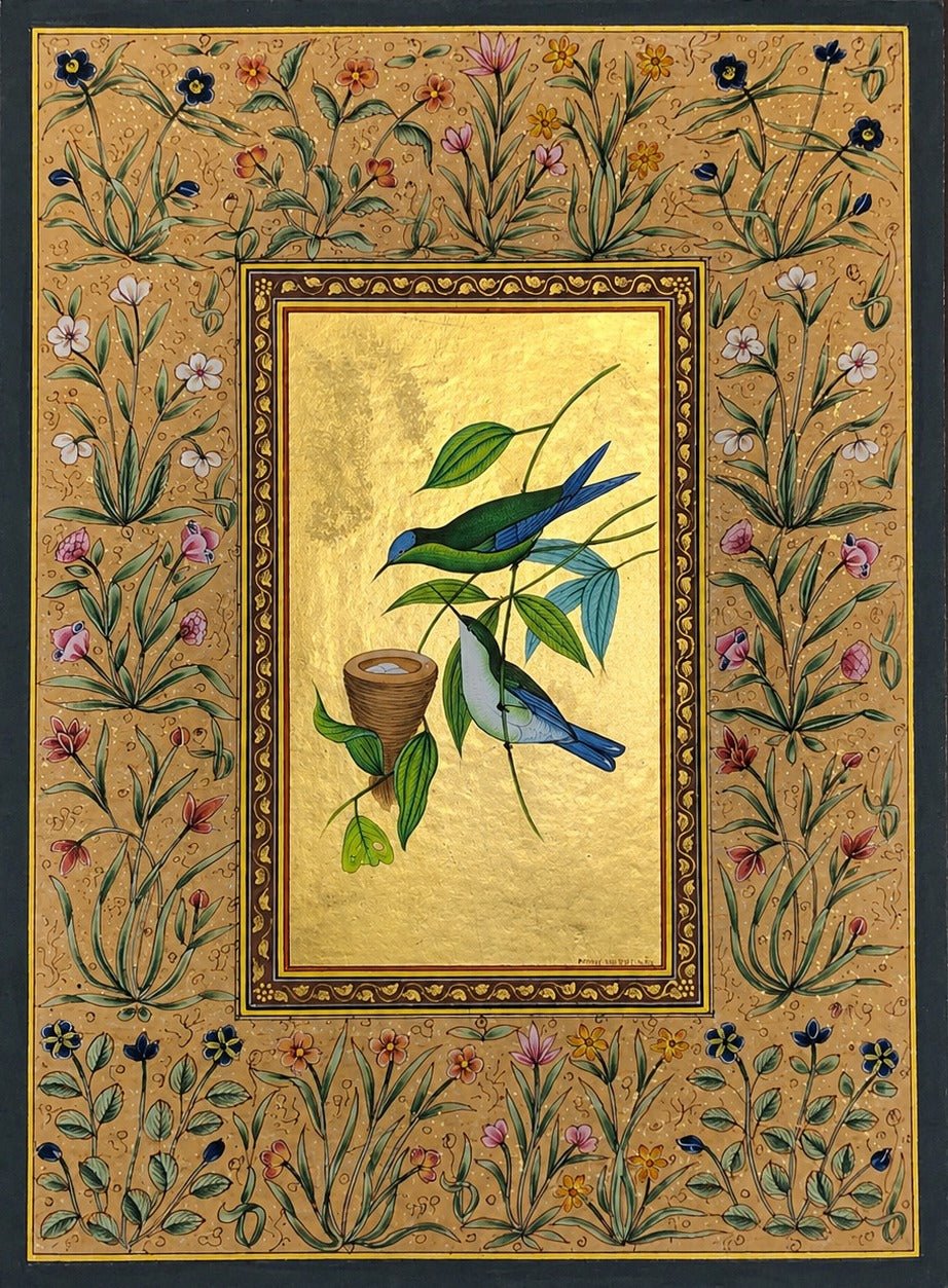 The Verdant Flycatcher’s Nest in Mughal Miniature by Mohan Prajapati Thumbnail