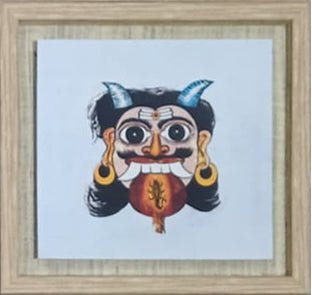 The watchful guardian in Cheriyal Mask Print Thumbnail