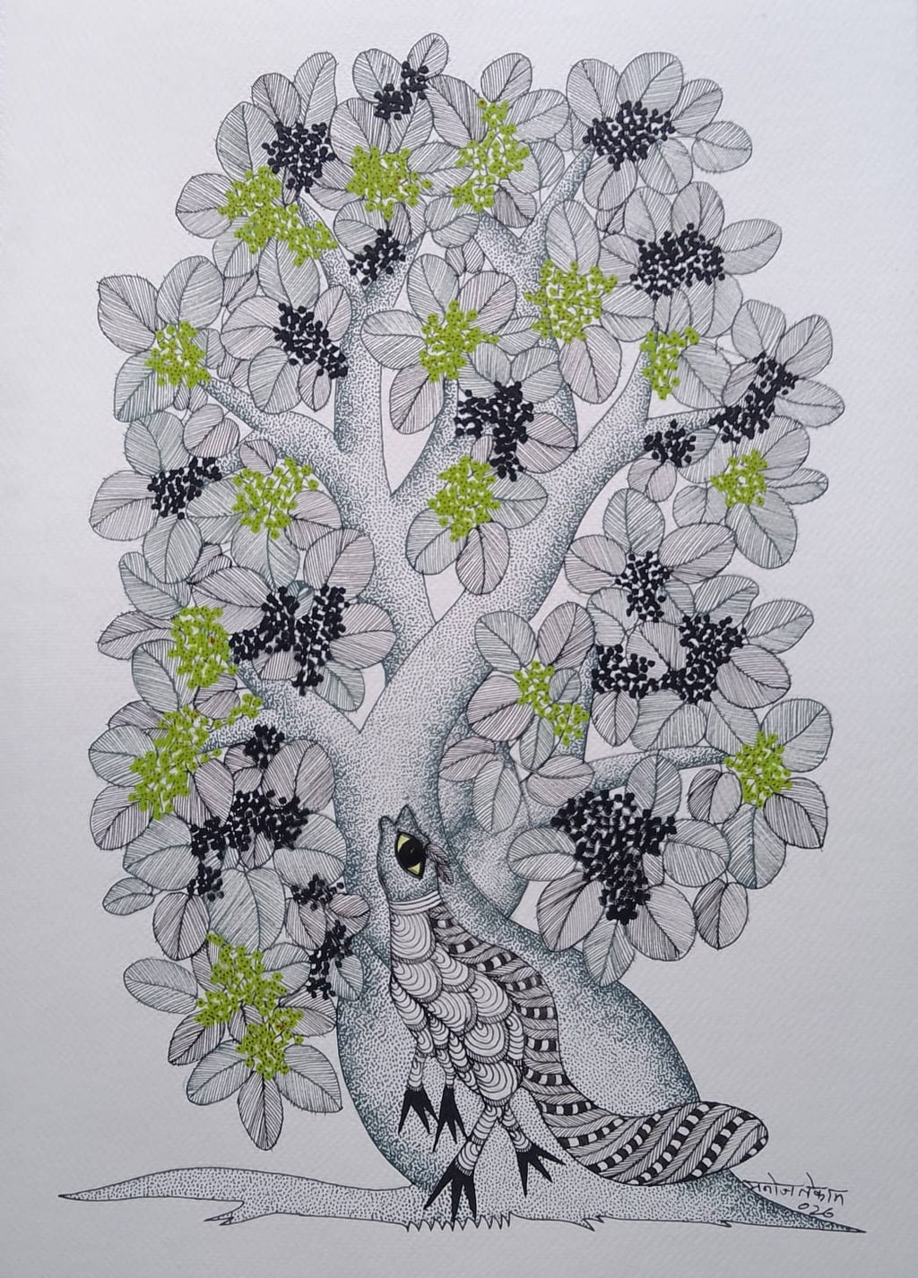 The Watchful inhabitant: Squirrel in Gond by Manoj Tekam Thumbnail