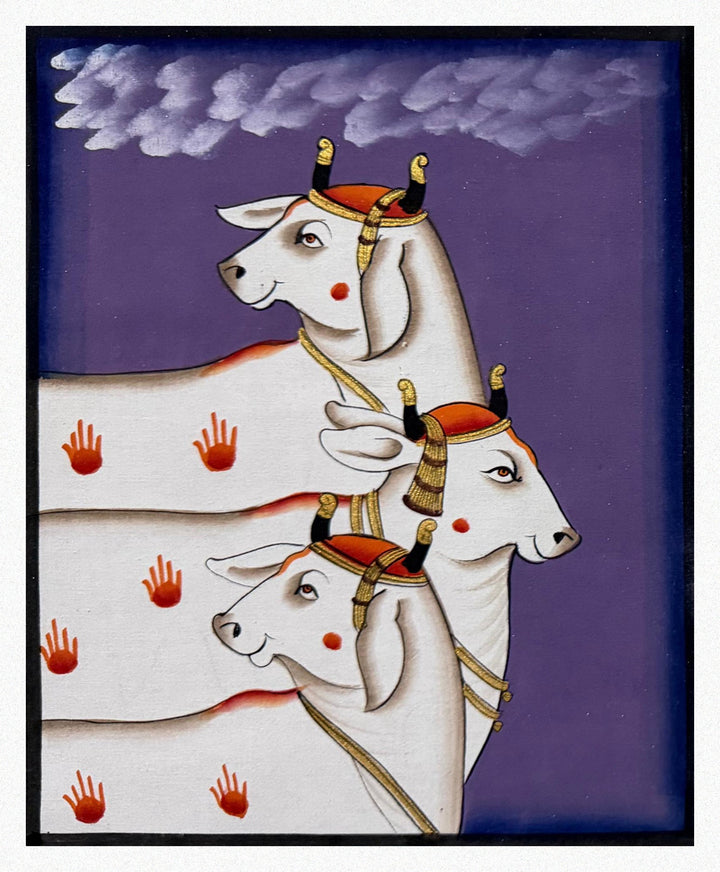 Three cows in Pichwai by Naveen Soni Thumbnail