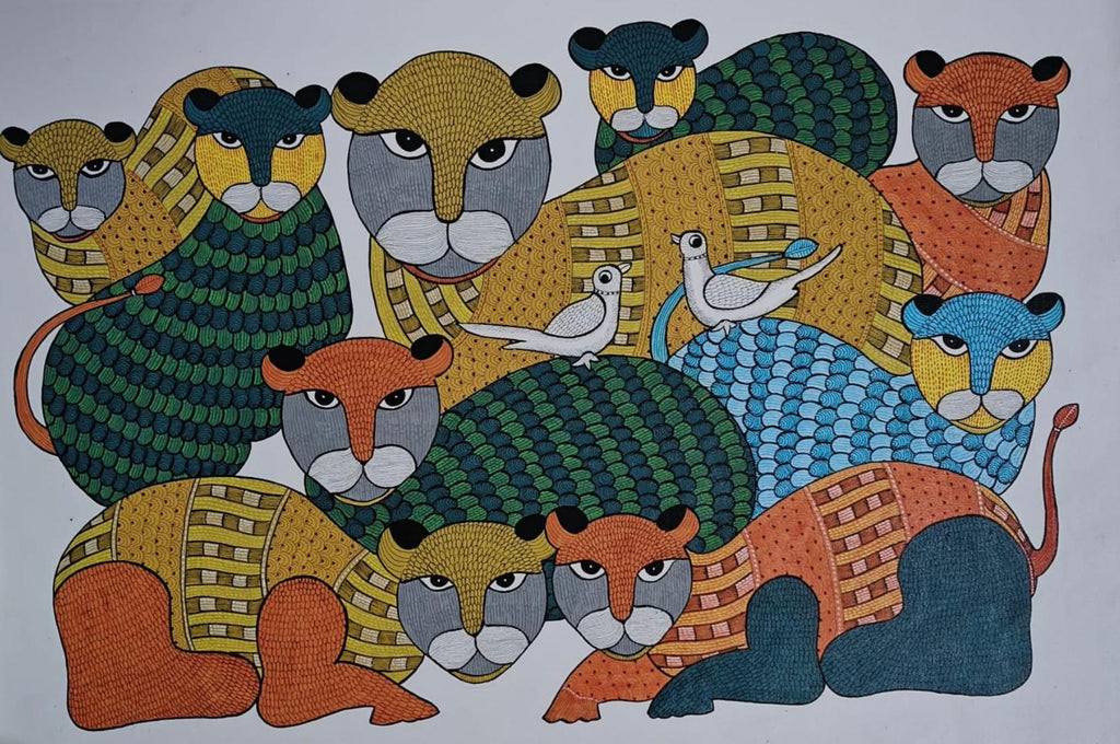 Tigers of the Forest in Gond by Choti Tekam Thumbnail