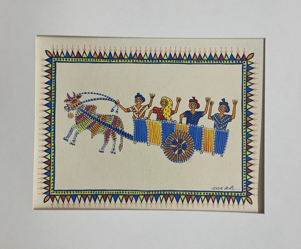 Traditional Bullock cart ride in Pithora art by Chanchal Soni Thumbnail