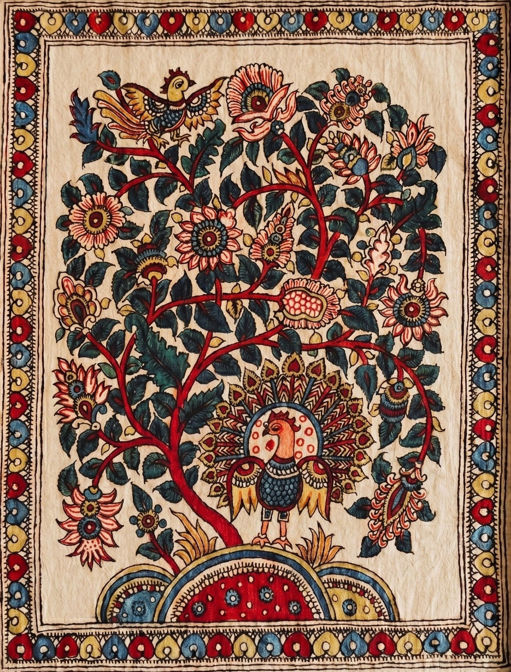 Tree and Peacock in Kalamkari by Siva Reddy Thumbnail
