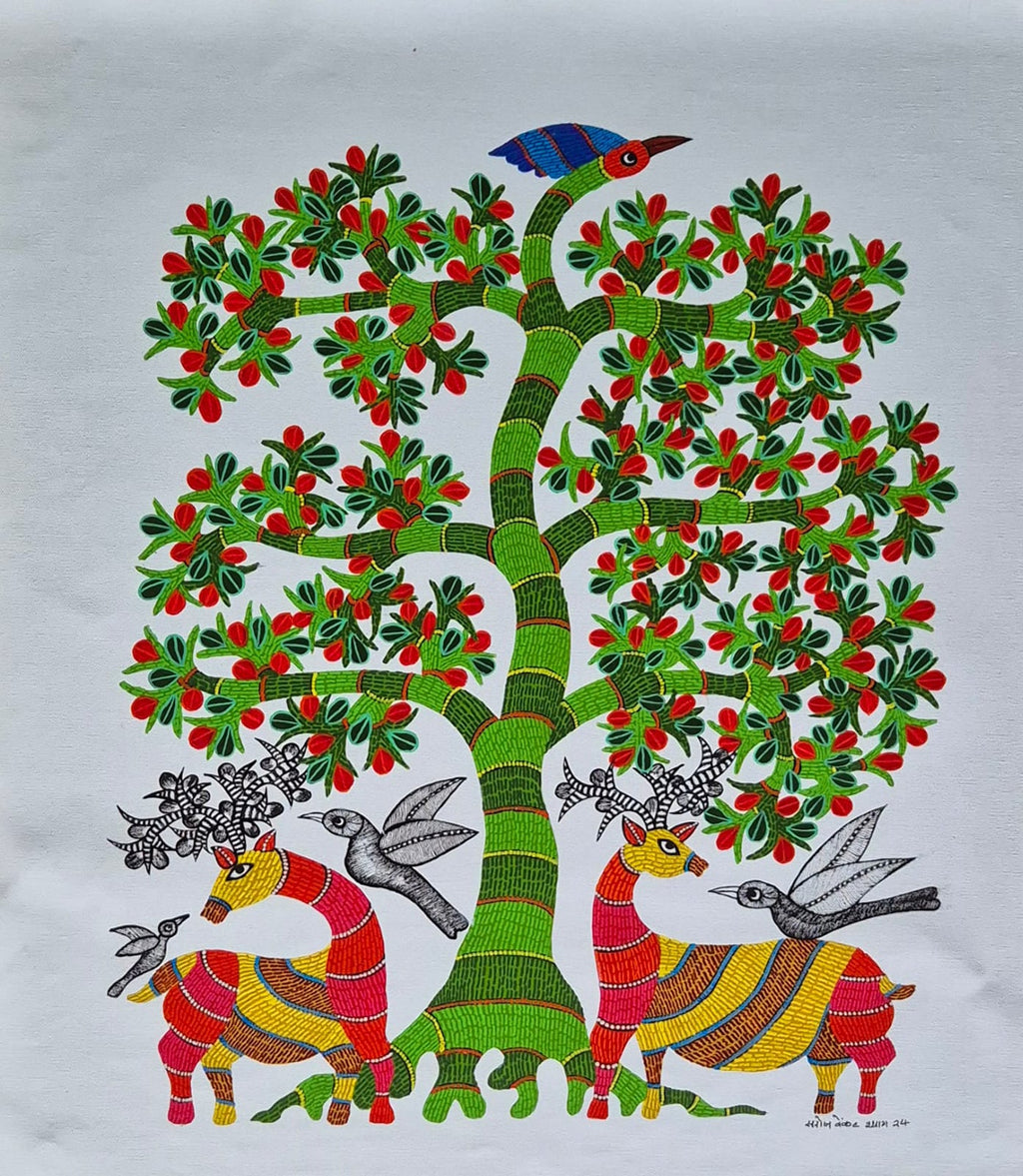 Tree of life in Gond by Saroj Venkat Shyam Thumbnail