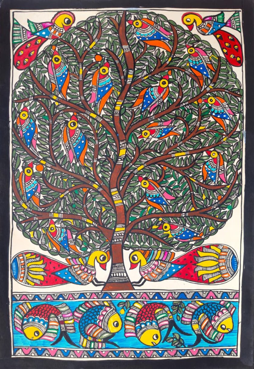 Tree of life in Madhubani by Ambika Devi Thumbnail
