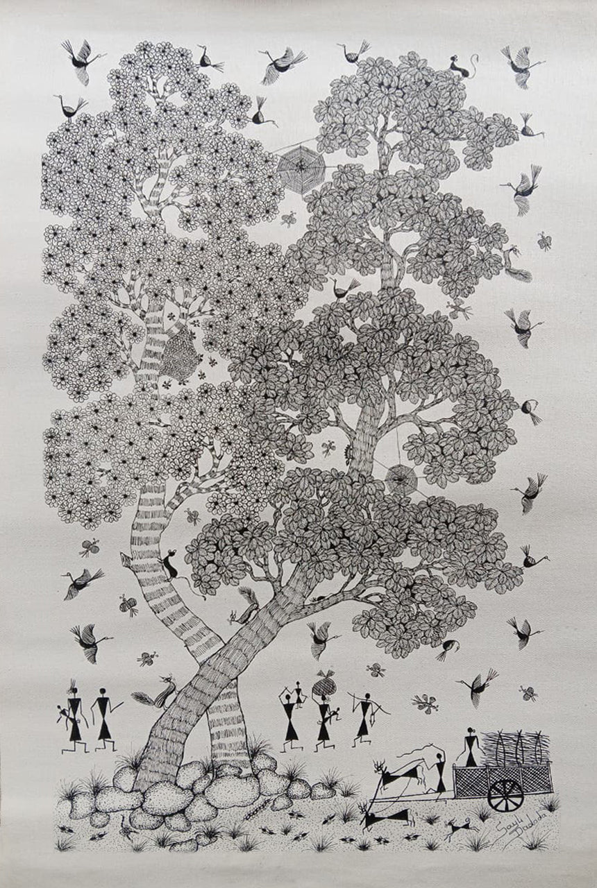 Tree of life: Nature's Infinite Bounty in Warli by Sayli Prasad Dadoda Thumbnail