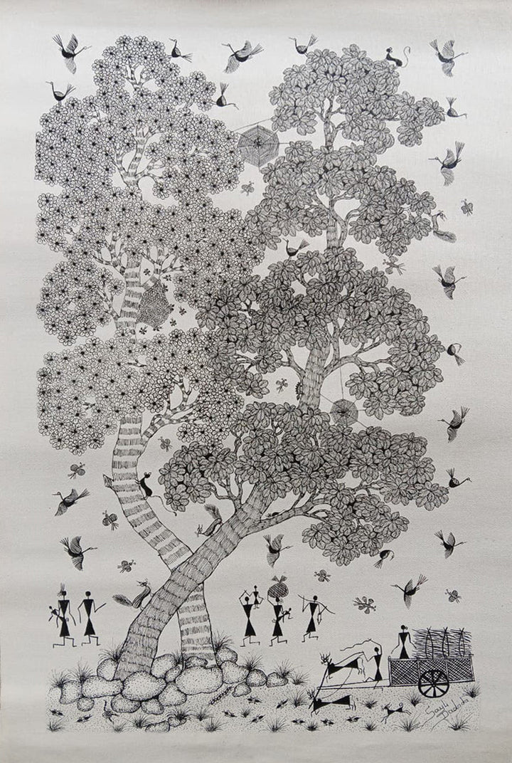 Tree of life: Nature's Infinite Bounty in Warli by Sayli Prasad Dadoda Thumbnail