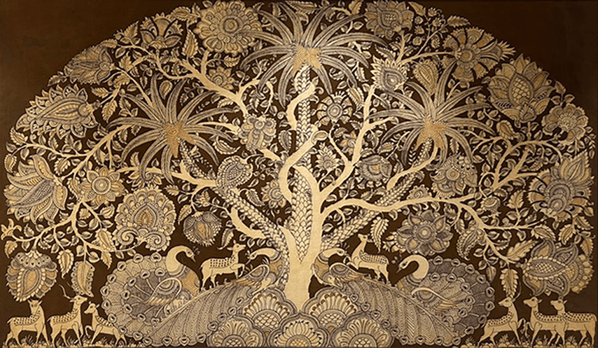 Tree of life with animals in Kalamkari by Harinath N Thumbnail