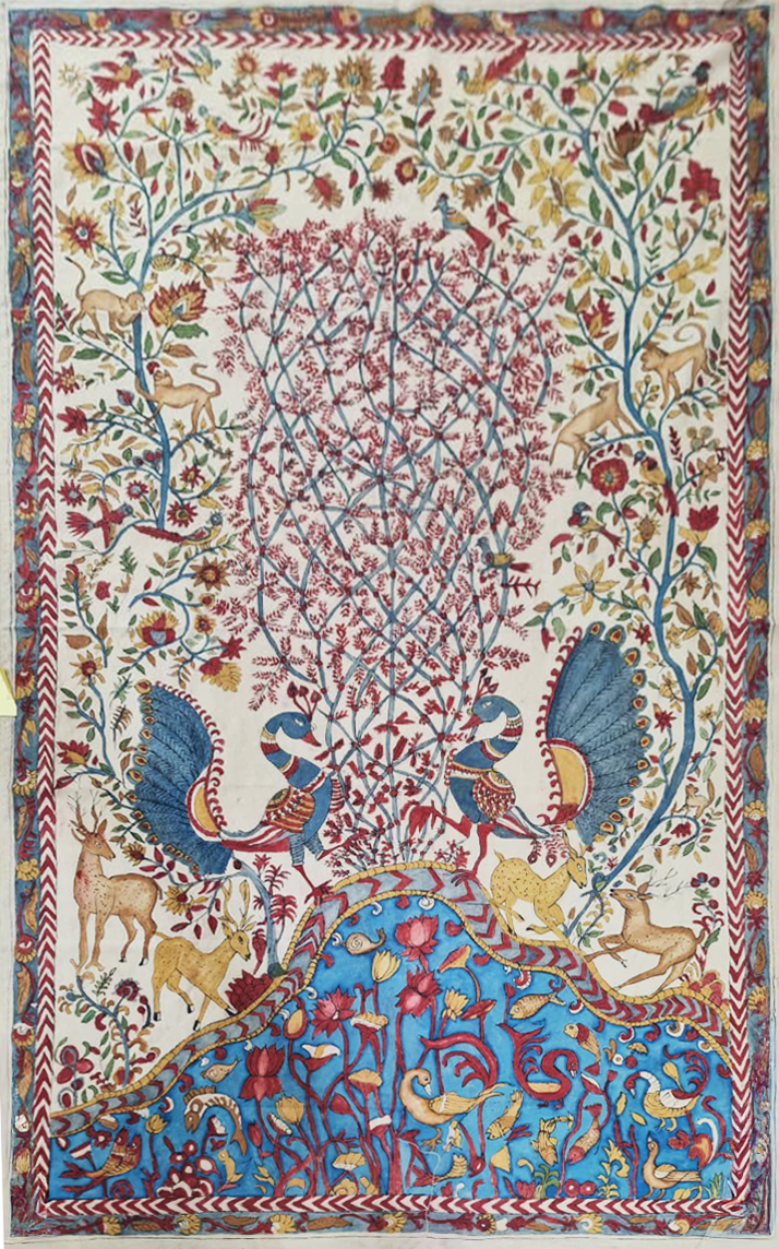 Tree of life with animals in Narayanpet and Srikalahasti Kalamkari by Ghanshyam Sarode Thumbnail