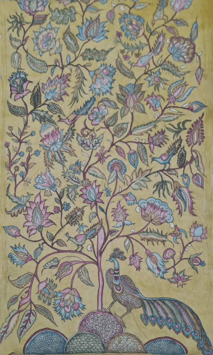 Tree of life with birds in Narayanpet and Srikalahasti Kalamkari by Ghanshyam Sarode Thumbnail