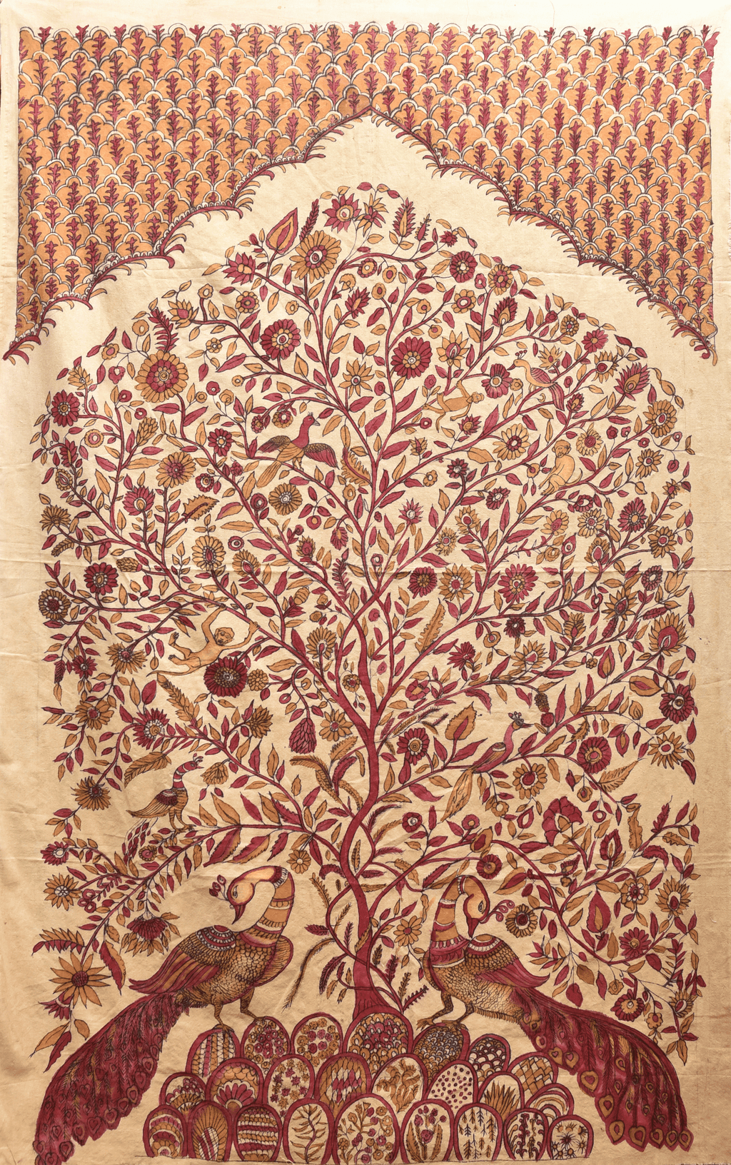 Tree of life with peacocks in Kalamkari by Ghanshyam Sarode Thumbnail