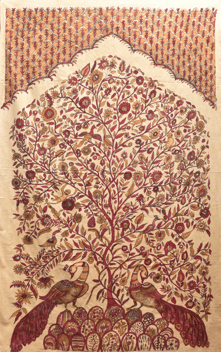 Tree of life with peacocks in Kalamkari by Ghanshyam Sarode Thumbnail