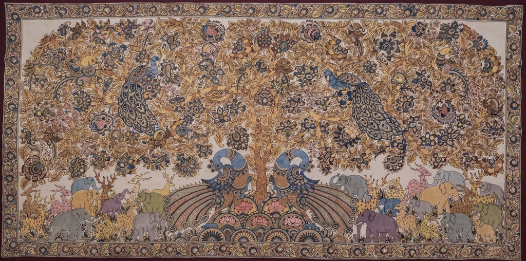 Tree of Life with Peacocks in Kalamkari by Harinath N Thumbnail