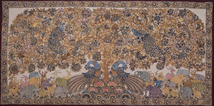 Tree of Life with Peacocks in Kalamkari by Harinath N Thumbnail