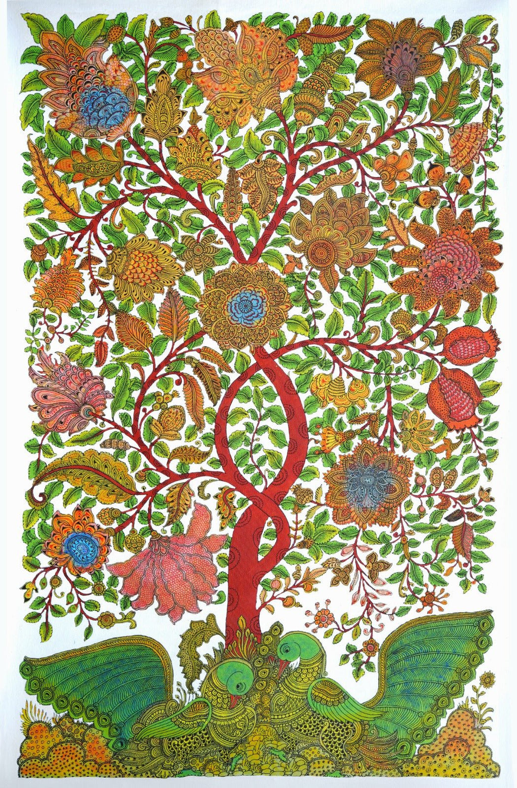 Tree of life with peacocks in Kalamkari Inspired Art by Harinath N Thumbnail