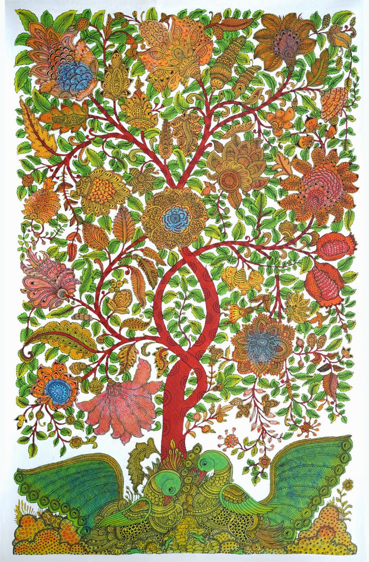 Tree of life with peacocks in Kalamkari Inspired Art by Harinath N Thumbnail