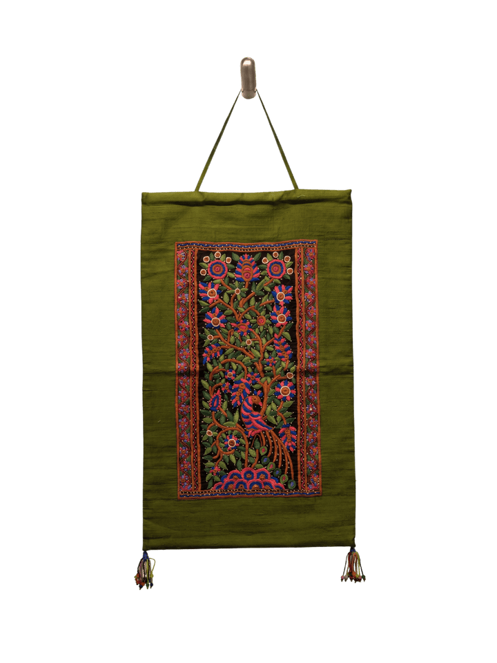 Tree with Peacock in Sodha Pakko Embroidery Thumbnail
