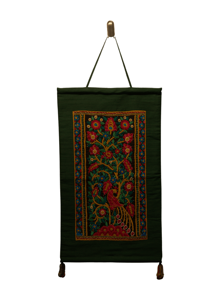 Tree with Red Peacock in Sodha Pakko Embroidery Thumbnail
