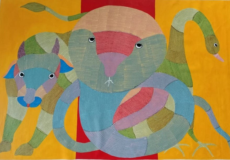 Trimurti in Gond by Gareeba Singh Tekam Thumbnail