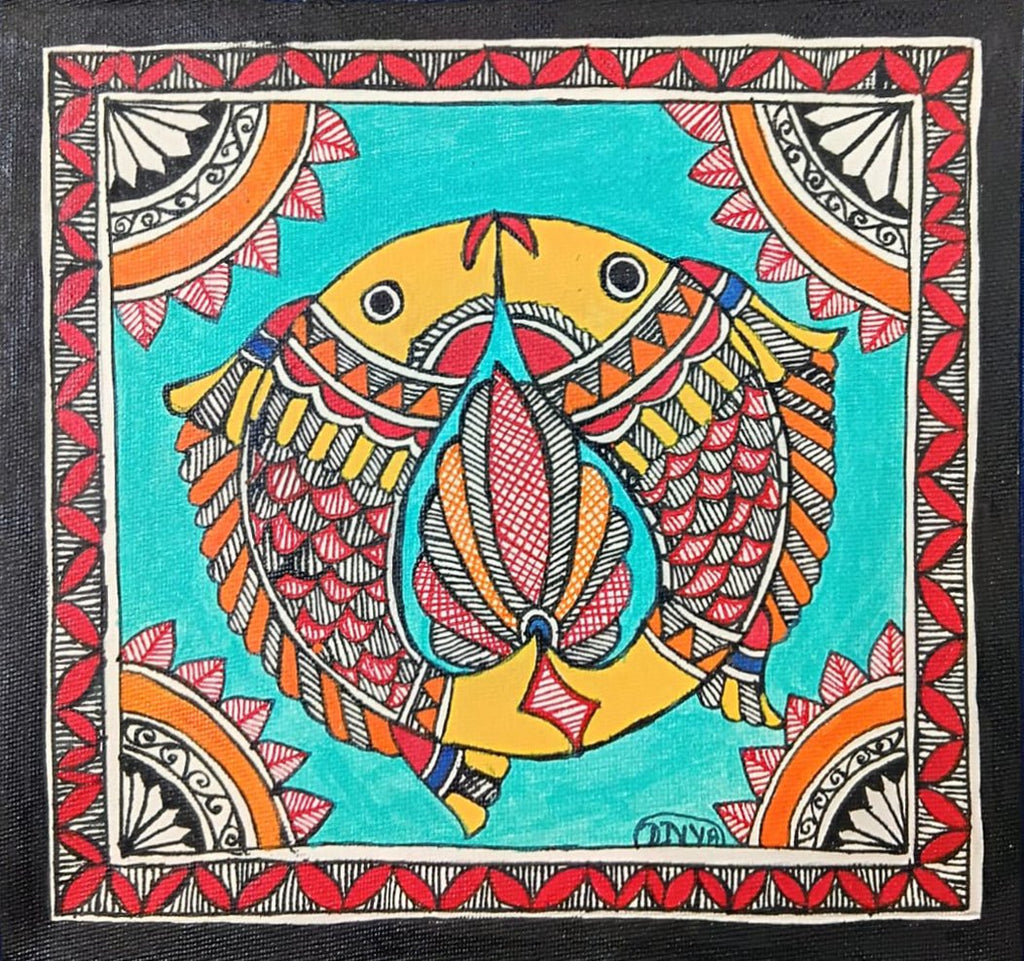 Twin fish in Madhubani by Priti Karn Thumbnail