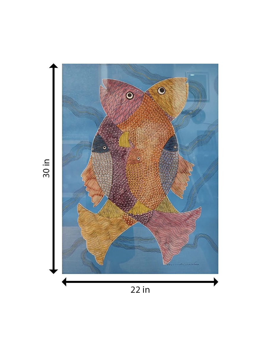 Two Fishes: The Harmony of Marine Life in Gond by Venkat Shyam Thumbnail