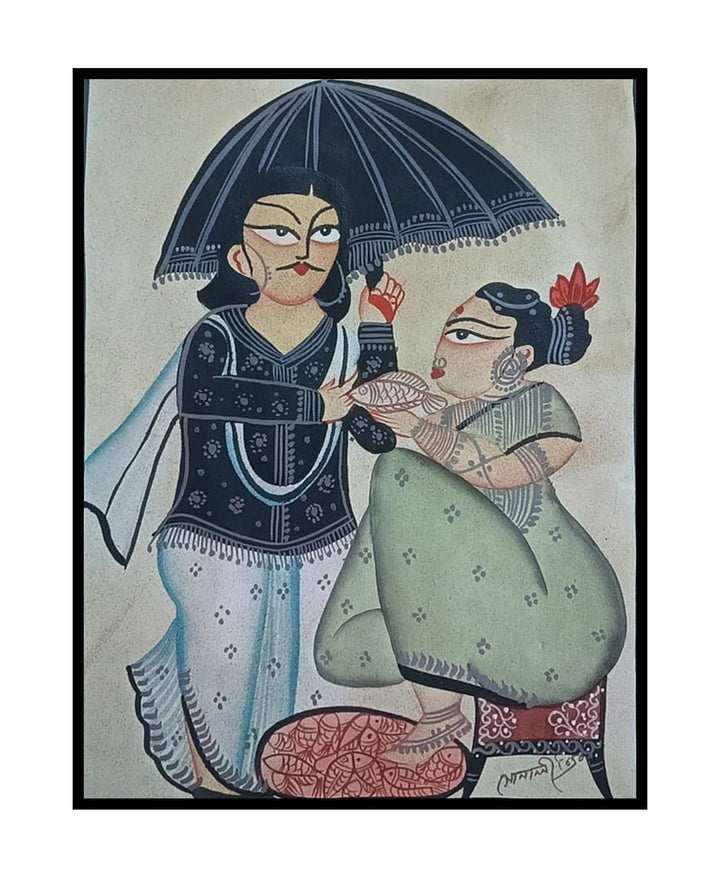 Under the umbrella in Kalighat by Sonali Chitrakar Thumbnail