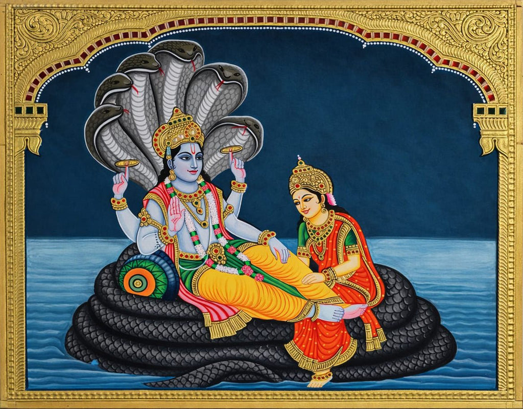 Vishnu on Adishesha in Tanjore by Sanjay Tandekar Thumbnail