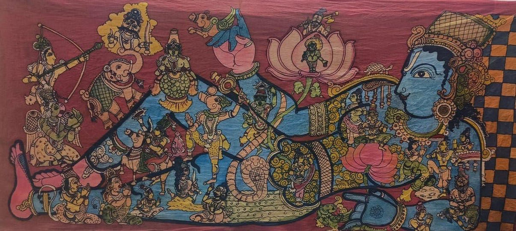 Vishnu's Cosmic Sleep: Anantashayanam in Kalamkari by Kanukurthi Guna Sekhar Sai Thumbnail