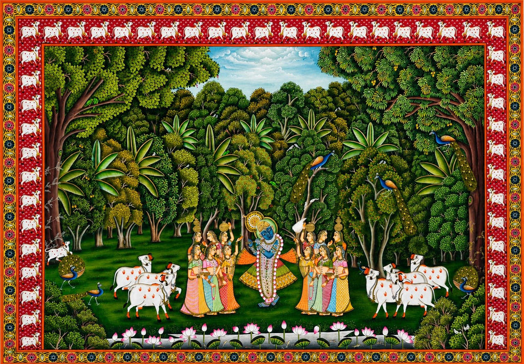 Vrindavan Forest Scene in Pichwai by Trilok Prakash Soni Thumbnail