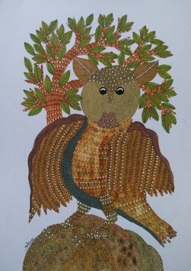 Wings of Wisdom in Gond by Sukhiram Maravi Thumbnail