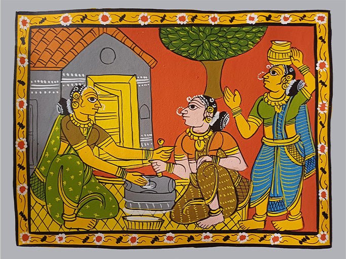 Women at Work: A Rural Life Scene In Cheriyal Scroll by Sai Kiran Thumbnail