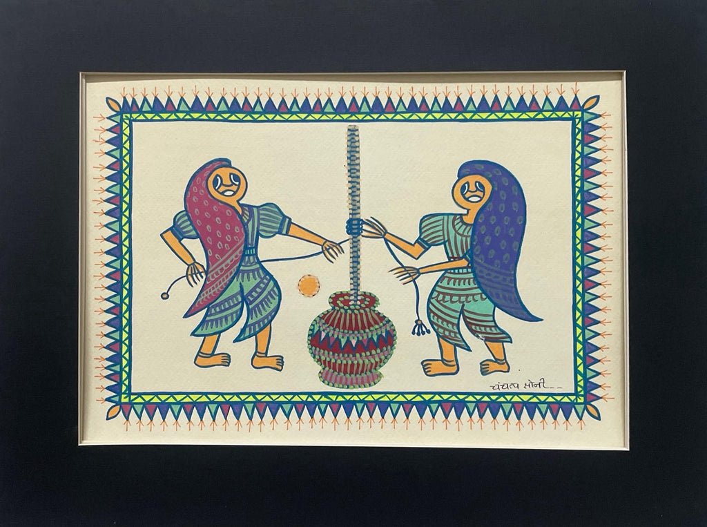 Women Churning Butter In Pithora art by Chanchal Soni Thumbnail