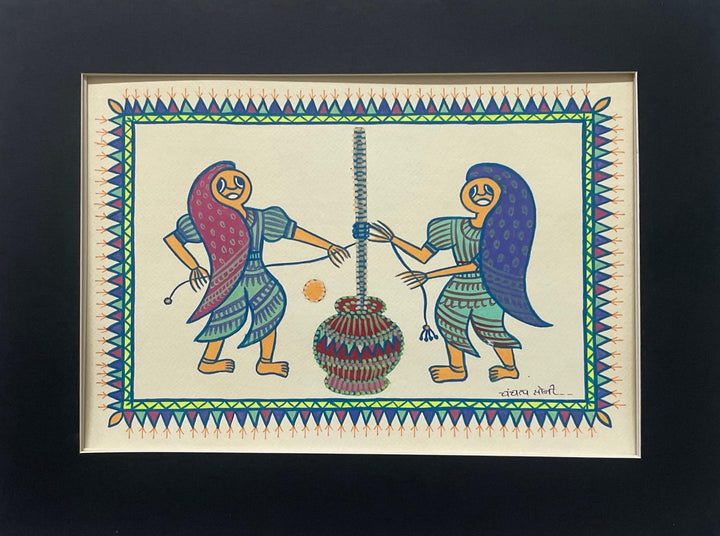 Women Churning Butter In Pithora art by Chanchal Soni Thumbnail