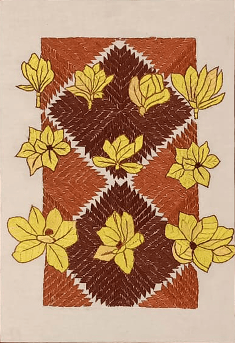 Yellow blossoms in Phulkari by Harjeet Kaur Thumbnail