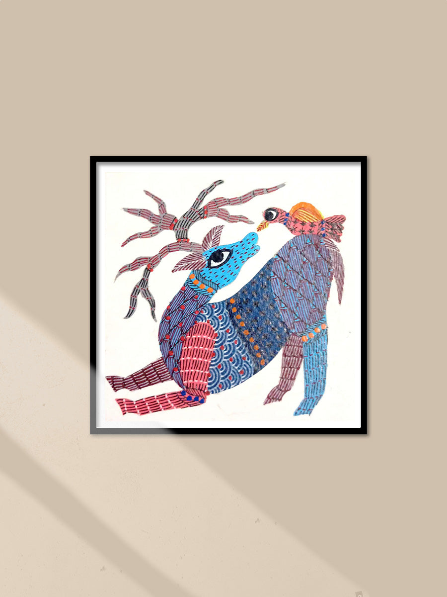 Shop Deer and the Bird in Gond by Kailash Pradhan
