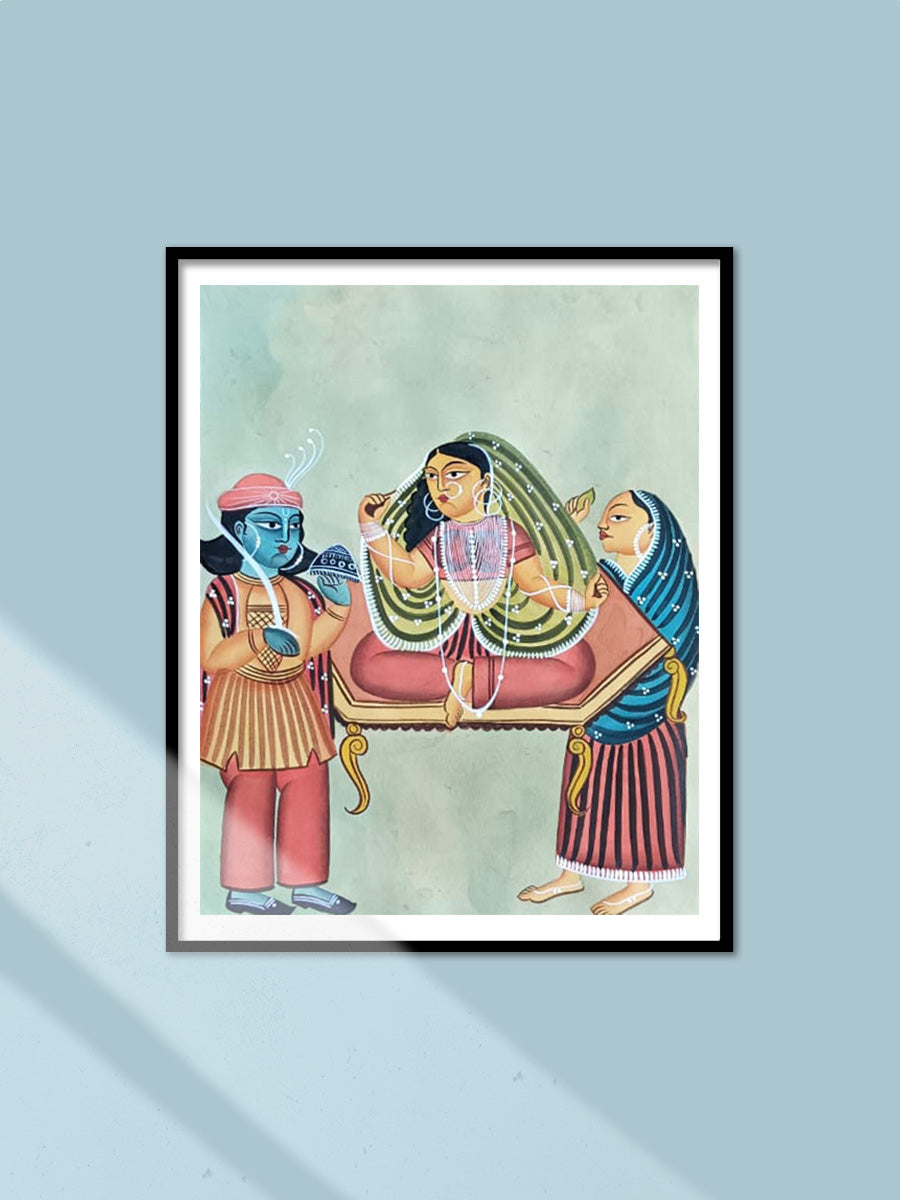 Shop Rani, Senapati and Dasi (Queen, commander and attendant) in Kalighat by Hasir Chitrakar