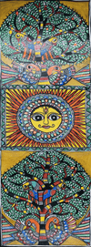 Buy Tree and sun In Madhubani By Ambika Devi