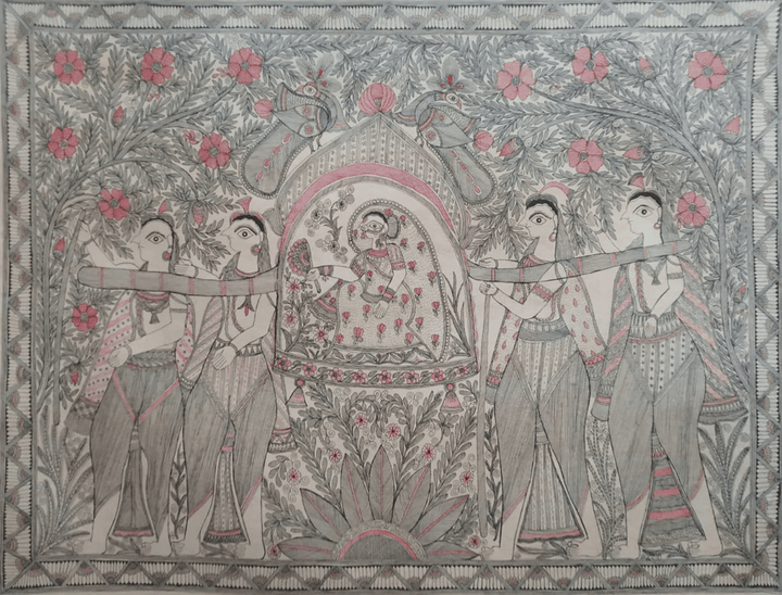 Ram & Sita in a garden in Madhubani by Naina Creation Thumbnail