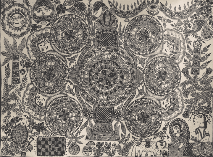 Divine Union in Madhubani by Ambika Devi Thumbnail