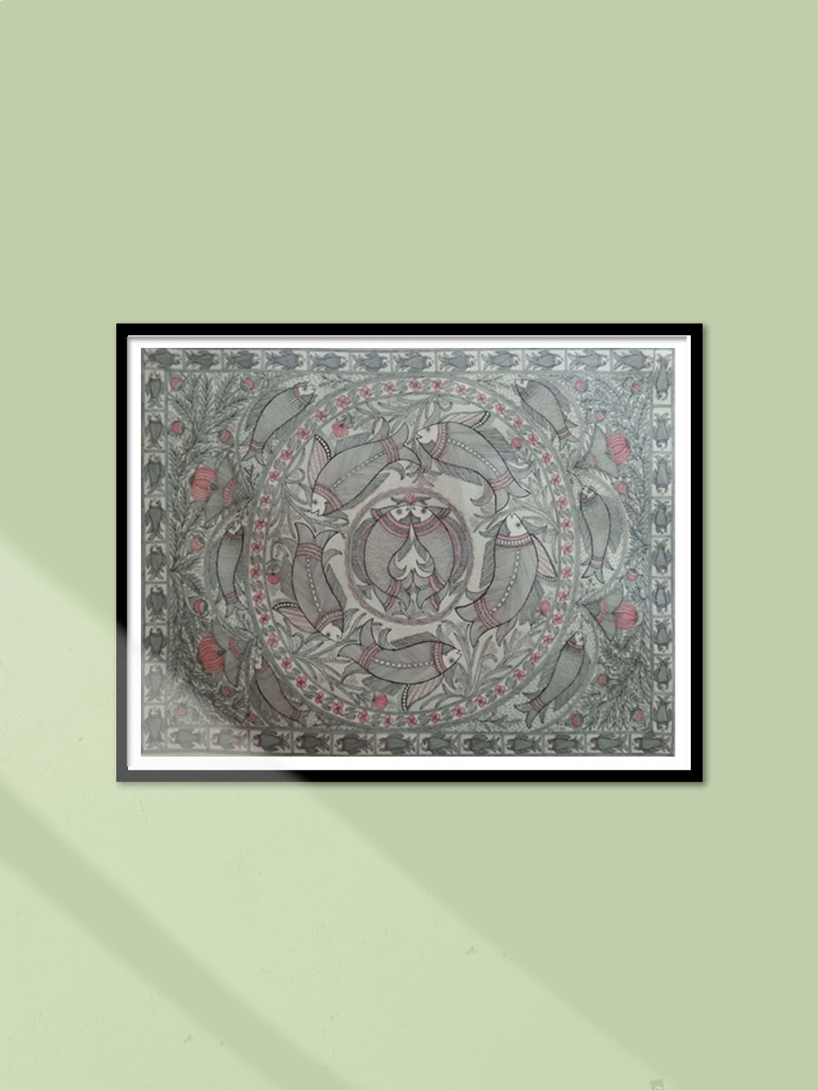 Shop Fishes swimming in circles in Madhubani by Naina Creation