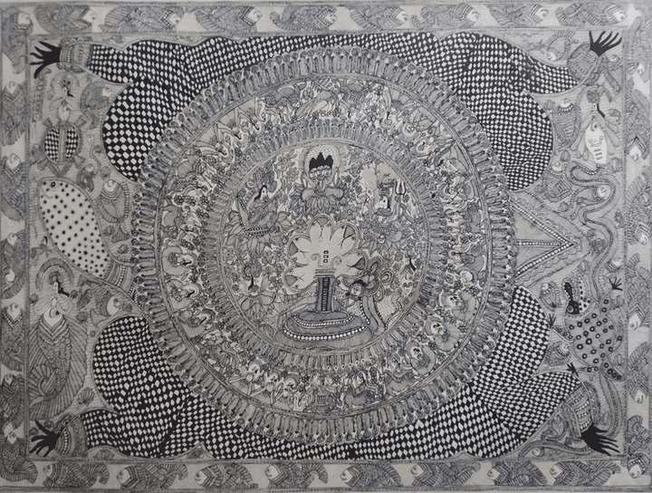 Tortoise and the universe in Madhubani by Naina Creation Thumbnail