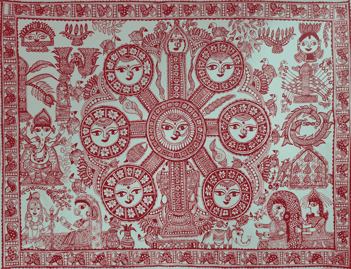 Celestial Blessing in Madhubani by Ambika Devi Thumbnail
