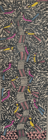 Majestic tree in Madhubani by Ambika Devi