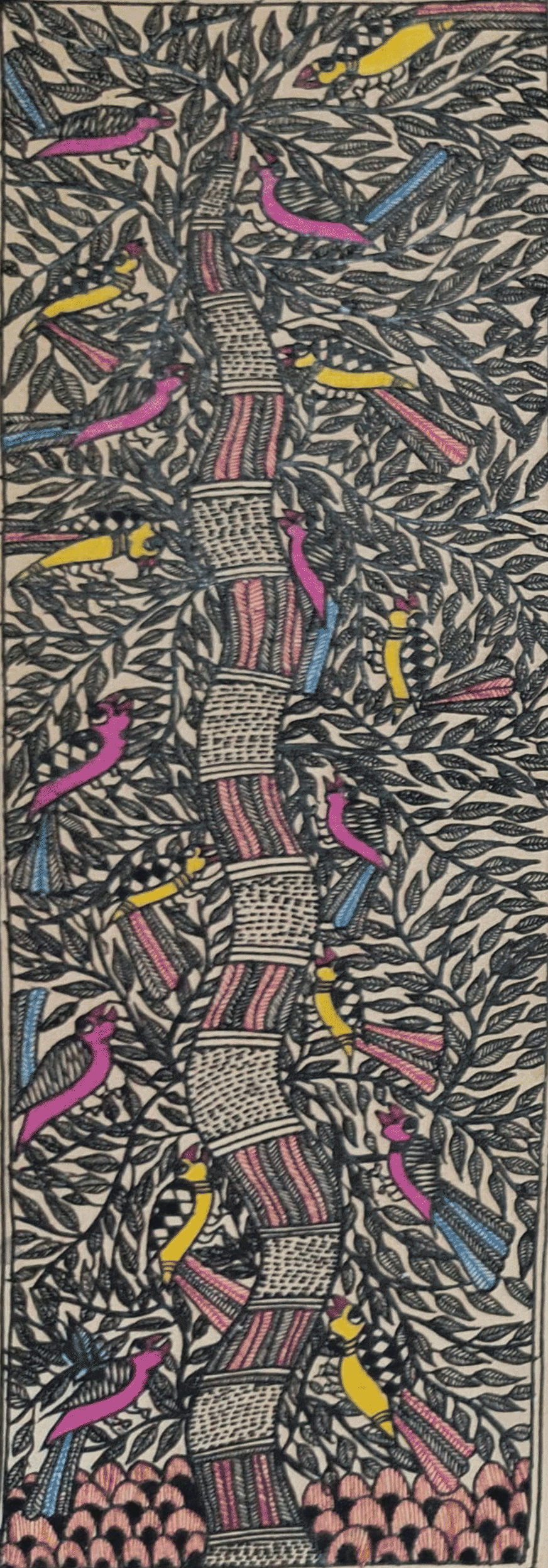 Majestic tree in Madhubani by Ambika Devi