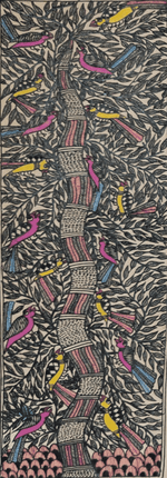 Majestic tree in Madhubani by Ambika Devi