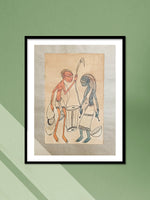 A Woman and Man in Santhal Pattachitra by Uttam Chitrakar