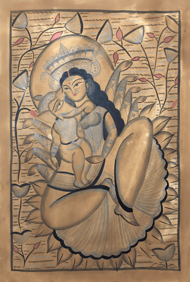 Buy Lakshmi Ganesh in Kalighat by Uttam Chitrakar